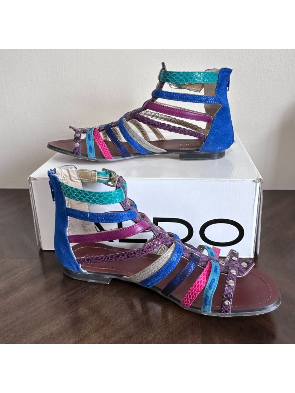ALDO Rosenberger-7 Gladiator Sandals Women EU 40 US 9 Multicolor Zip - Picture 2 of 10